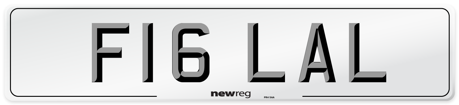F16 LAL Number Plate from New Reg